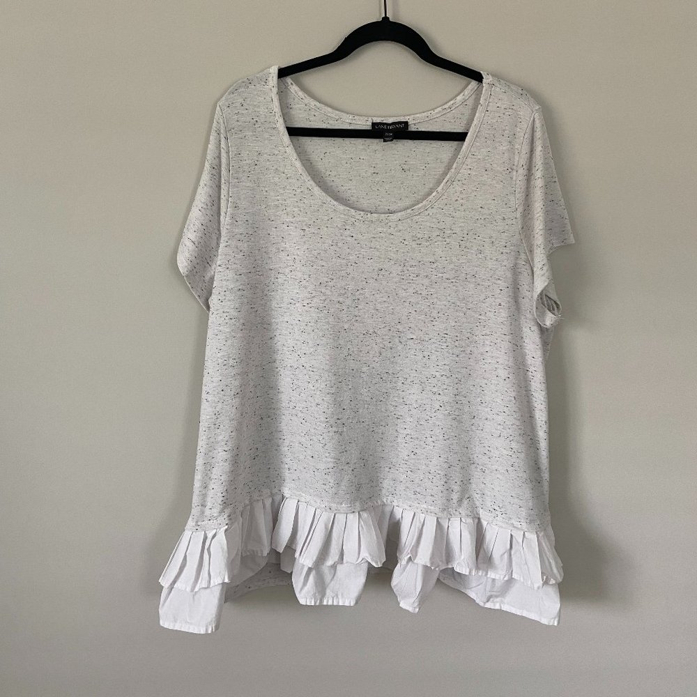 Lane Bryant Gray, White, and Black Short Sleeve Shirt Size 22/24